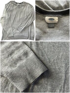 Old Navy Men's Light Gray V-Neck Sweater